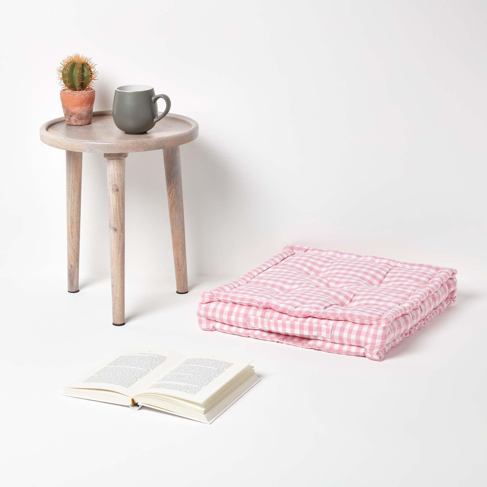 SITZKISSEN rosa kariert 50/50/10 cm – Bodenkissen Vichy-Karo - Rosa, Textil (50/50/10cm) - Homescapes