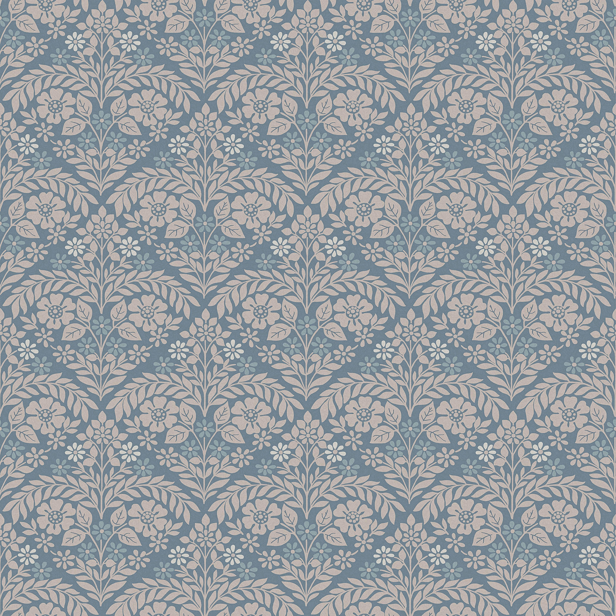 VLIESTAPETE Margam Newport Blau | Blau | Schachbrettmuster mit Pflanzen | 10mx52cm - Blau, Papier/Kunststoff (52/1000cm) - LAURA ASHLEY