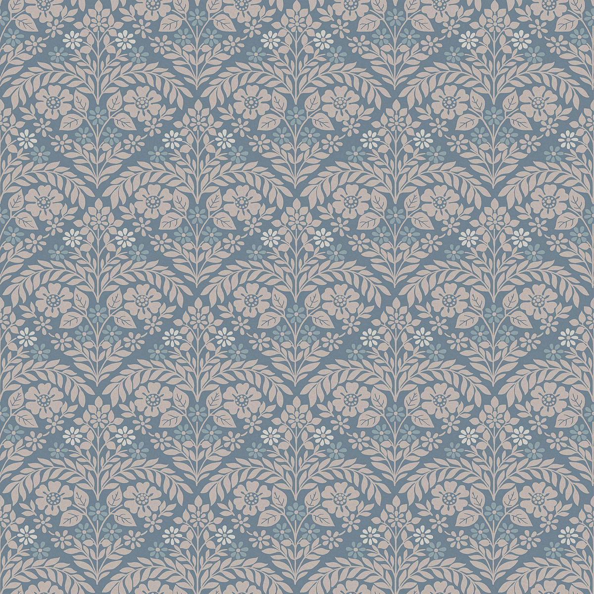 VLIESTAPETE Margam Newport Blau | Blau | Schachbrettmuster mit Pflanzen | 10mx52cm - Blau, Papier/Kunststoff (52/1000cm) - LAURA ASHLEY