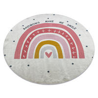 BAMBINO 47810 umývací kulatý koberec Dúha, bodky pre deti protišmykový - biely / ružová 80 cm - biela, textil (80/80cm) - rugsX