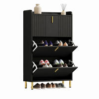 SCHUHSCHRANK mit 3 Klappen 80 x 23 x 123,5 cm MDF Schwarz - Schwarz, Holz (23.5/123.5/80cm) - Beauniv