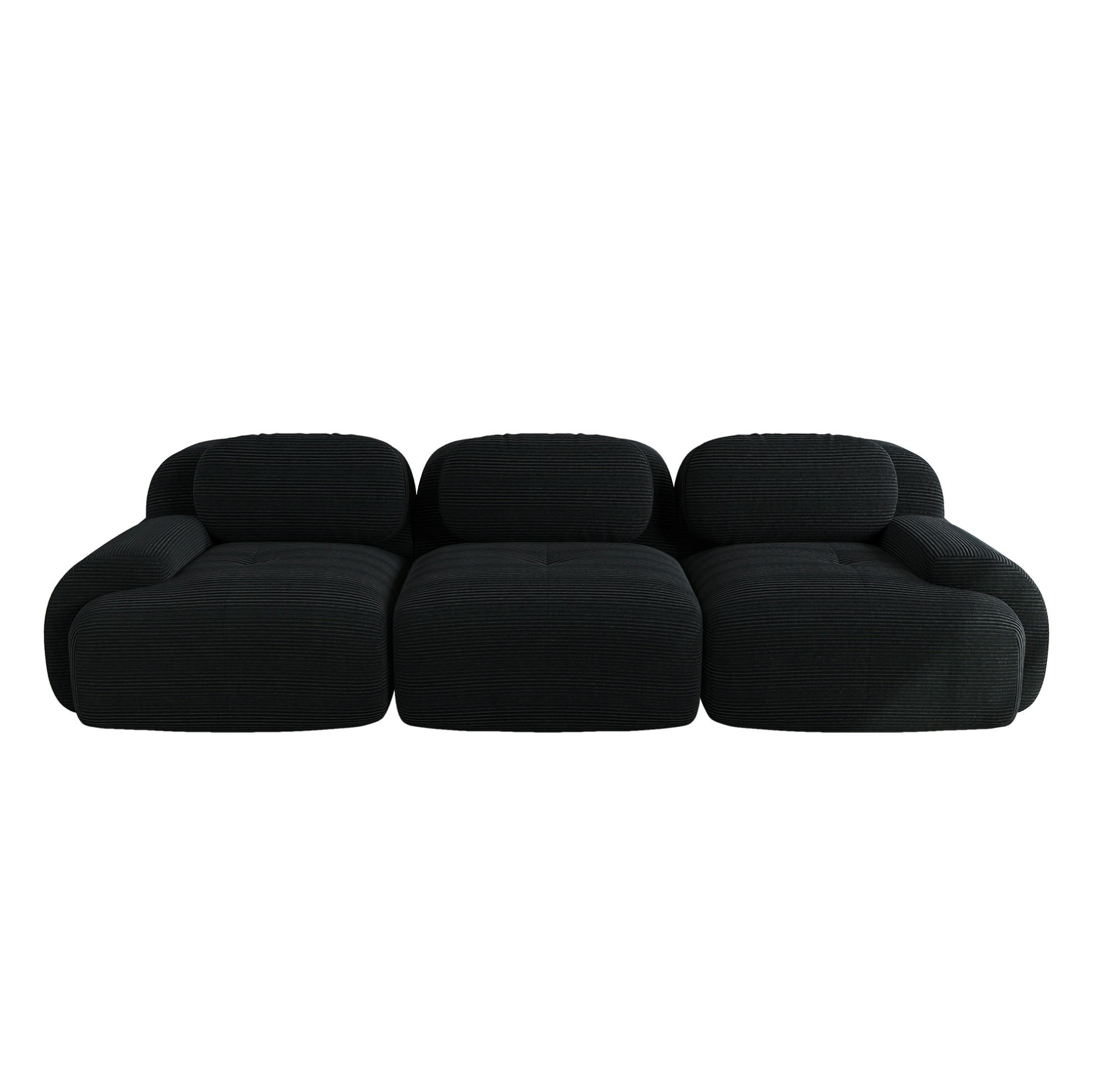 SOFA modulares Ecksofa rahmenlos Cord Black - Schwarz, Textil (298/75/103cm) - IVMEU