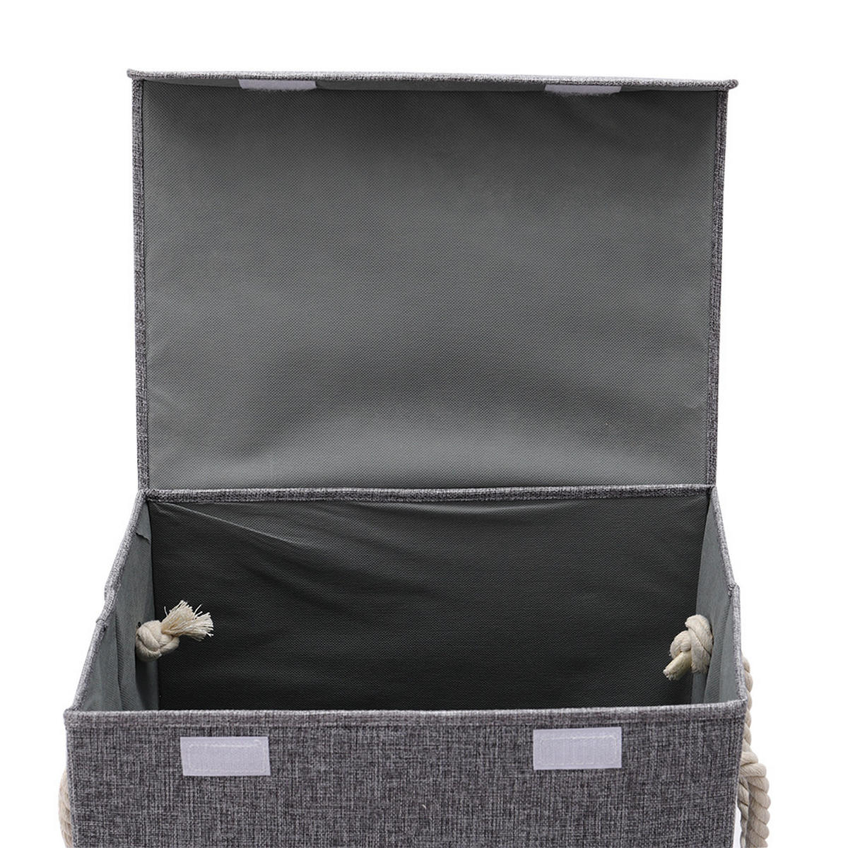 WÄSCHEKORB mit Deckel und Griffe Faltbarer - Grau, Textil (40/60/30cm) - Livingandhome