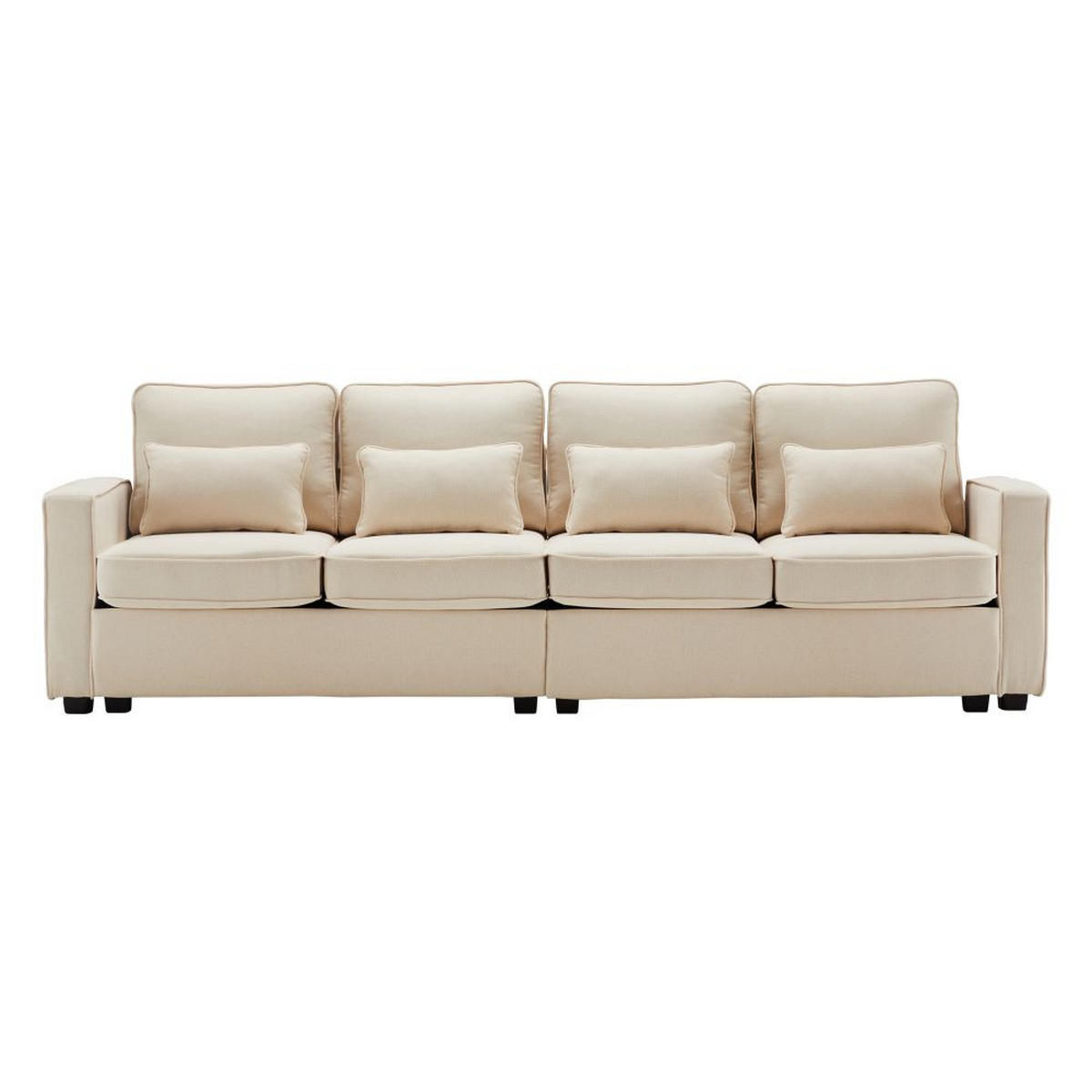 VIERSITZER-SOFA in Beige Leinen mit 4 Kissen - Beige, Textil (83/87/264cm) - KOMHTOM