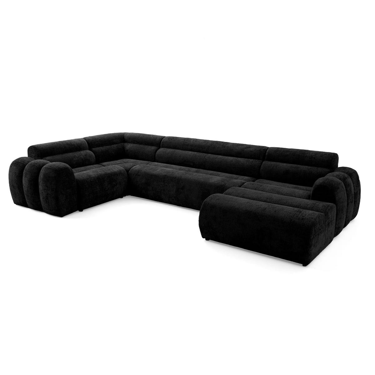6-SITZER modulares Wohnlandschaft U XXL VEER SET 3 Links, 368 x 200 cm, Chenille Webstoff Anthrazit - Anthrazit/Schwarz, Holz/Kunststoff (368/75/200cm) - Muffo