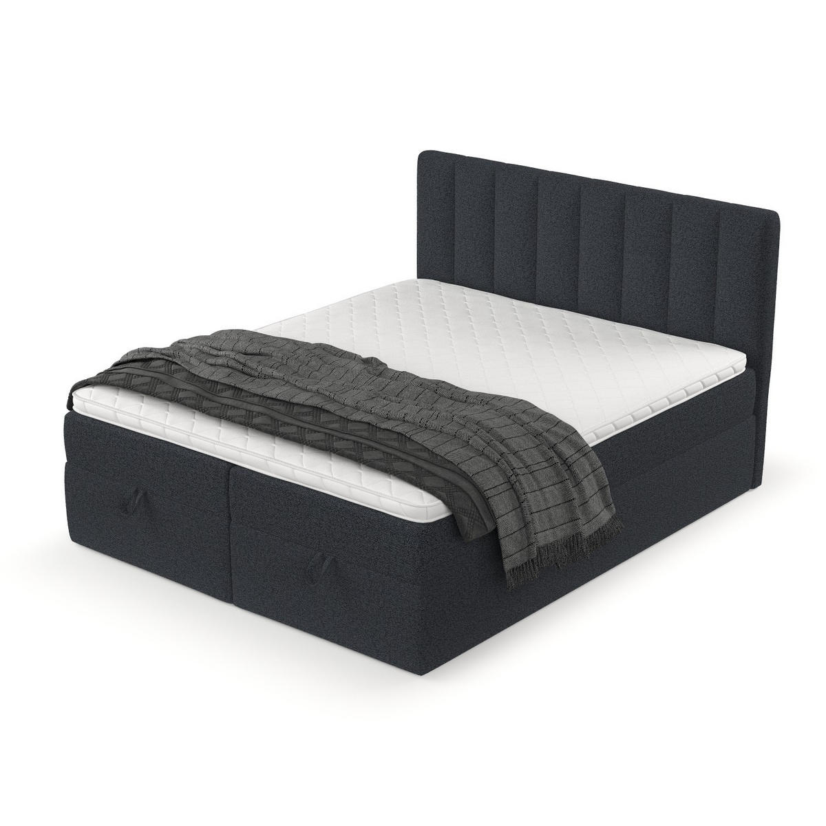 BOXBETT Lusso 180/200 cm Anthrazit im Riva Stoff - Anthrazit/Schwarz, Holz/Holzwerkstoff (180/200cm) - AltaBeds