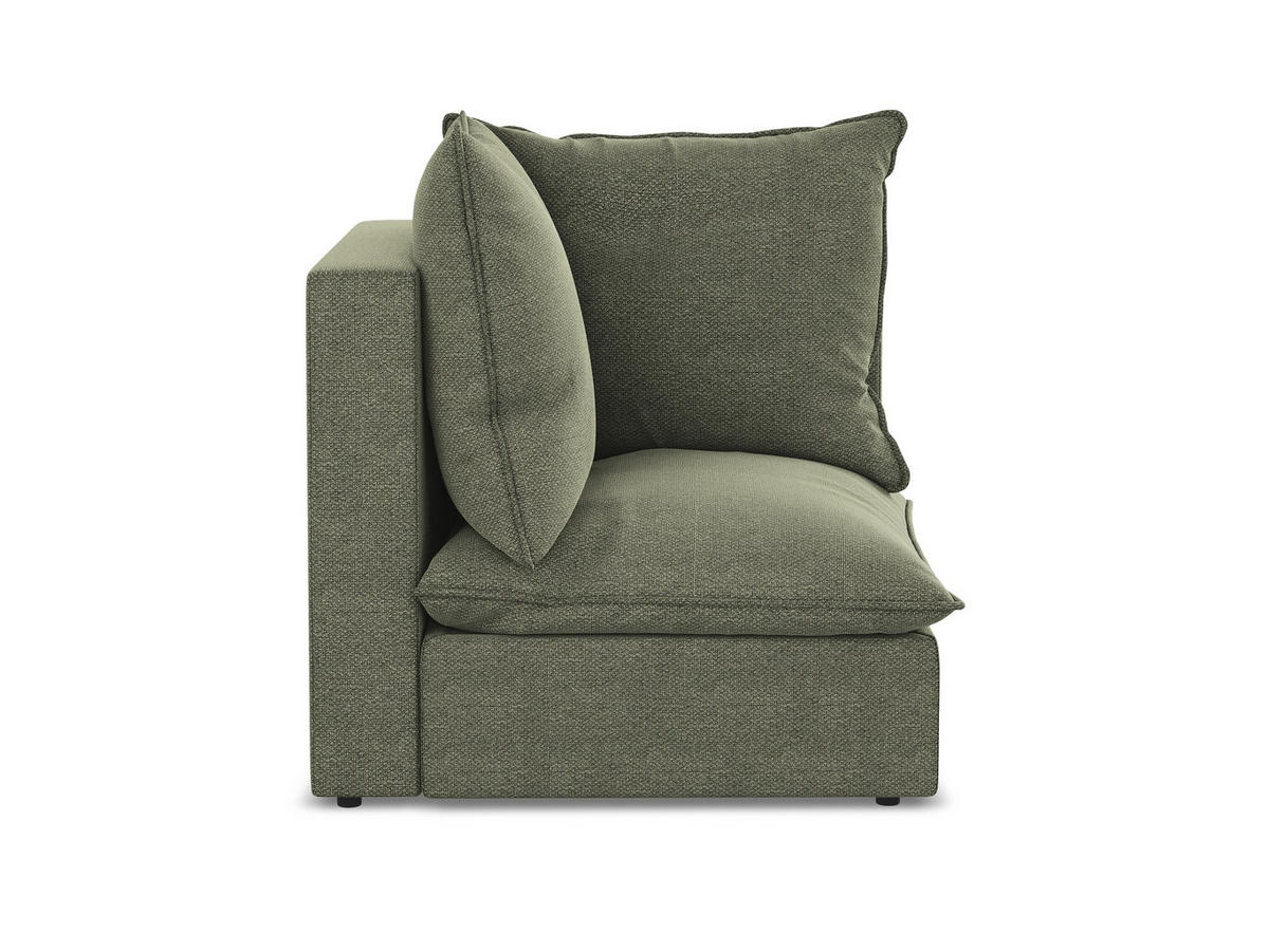 SOFAELEMENT Bouclé Stoff Grün - Schwarz/Olivgrün, Holzwerkstoff/Kunststoff (90/77/90cm) - Makamii