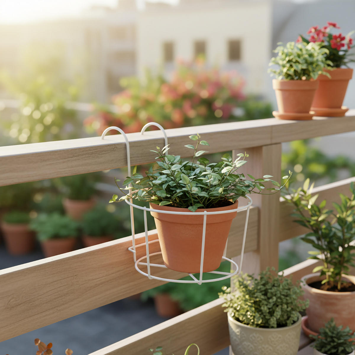 4XHÄNGEBLUMENTOPF - Weiß, Metall (21cm) - Relaxdays