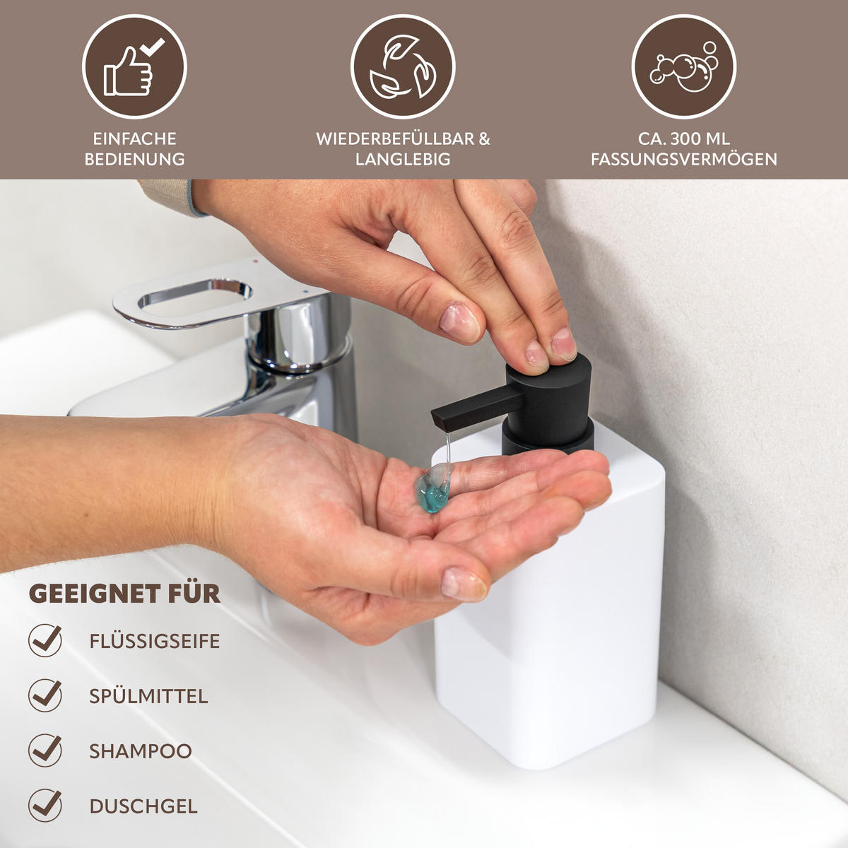 BADEZIMMER-SET SAVONA, Soft-Touch, weiß, eckig - Weiß, Kunststoff (7/16/9cm) - bremermann