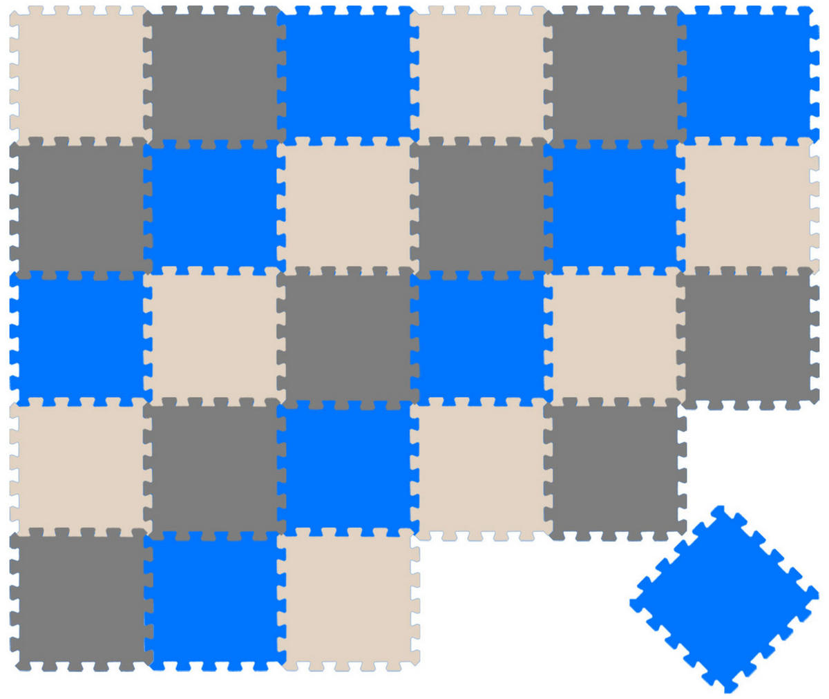 SPIELMATTE ab Null - 270/90 cm Puzzlematte Grau - Multicolor, Kunststoff (30/30cm) - Littletom