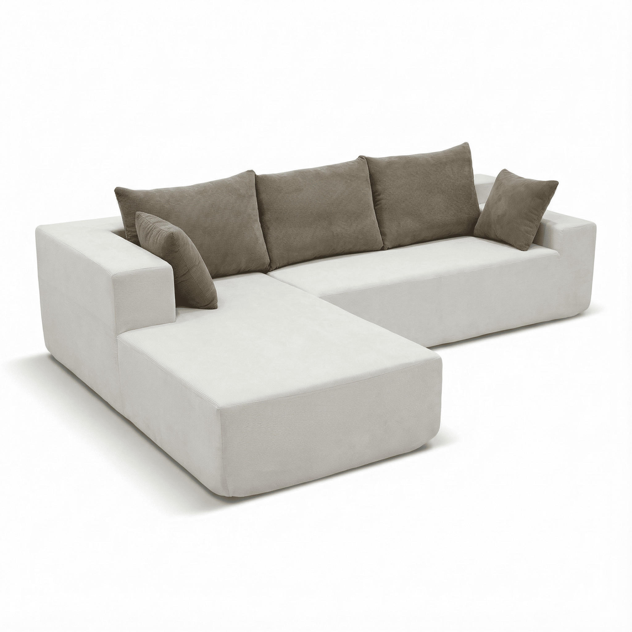 ECKSOFA Luna Weiß Sand 3-Sitzer Links - Weiß, Textil (267/175cm) - COCO Living