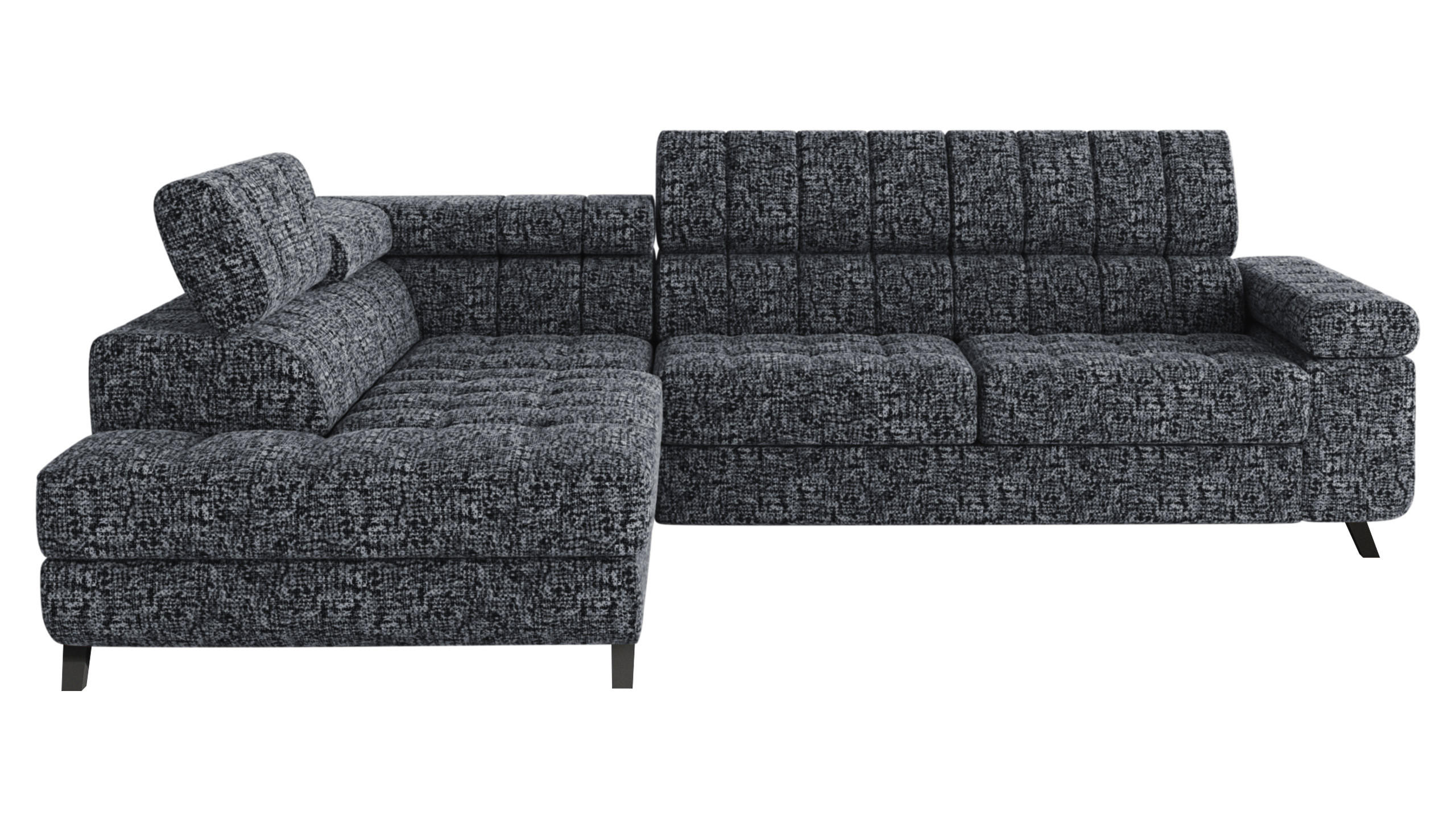 ECKSOFA Nord, Seite: Links - Dunkelgrau/Schwarz, Holz/Textil (264/203cm) - MIRJAN24