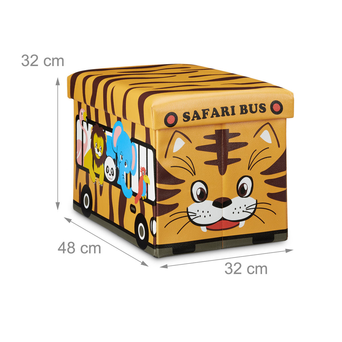 FALTBARE Spielzeugkiste - Hellbraun, Holzwerkstoff/Kunststoff (48/32/32cm) - Relaxdays