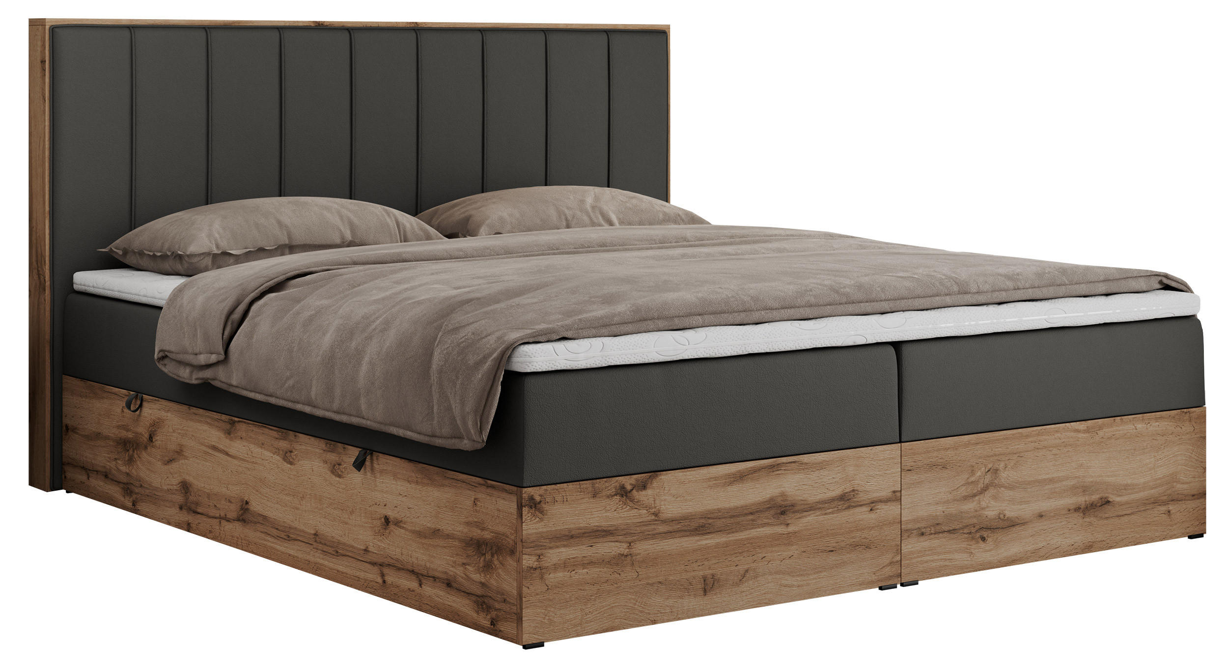 BOXBETT BELLISSIMO 140/200 Dunkelgrau Kunstleder - H3 - Dunkelgrau, Holz/Textil (140/200cm) - MKS