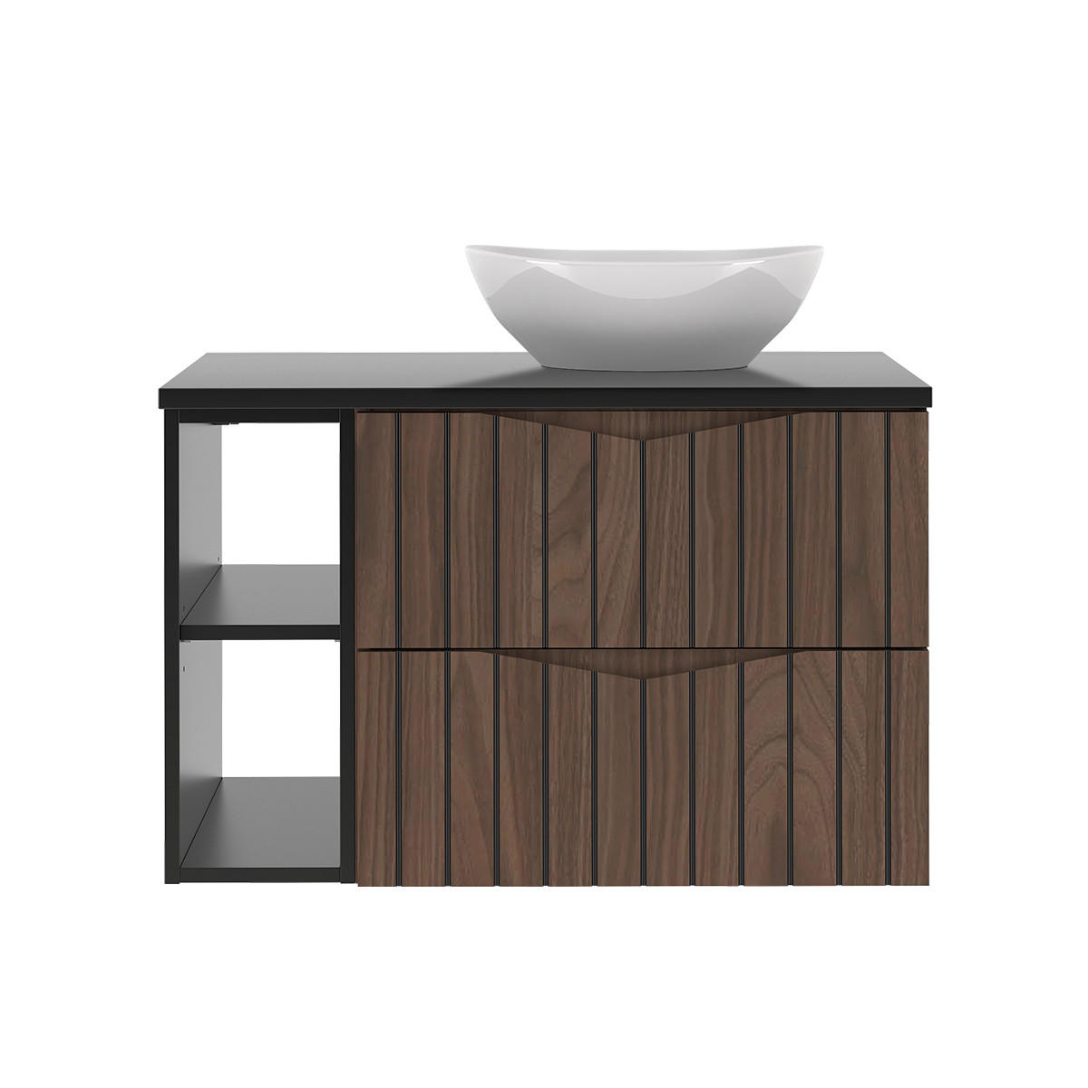 WASCHTISCH 80.6cm Siena Holz und Schwarz - Schwarz, Holzwerkstoff (80.6/52.2/46.5cm) - Petits-meubles