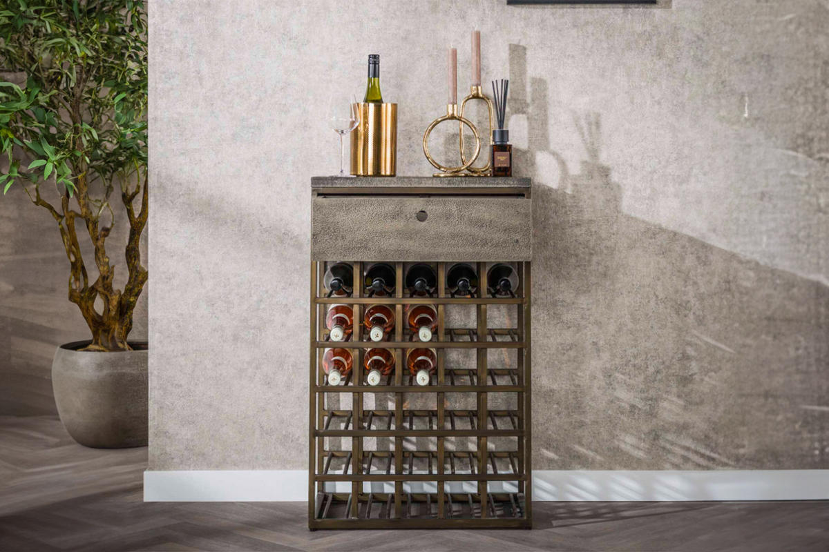 WEINSCHRANK BALZAR Bronze Metall - Bronzefarben, Metall (54/85/35cm) - KAWOLA