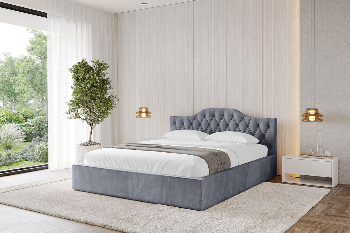 POLSTERBETT mit Bettkasten und Lattenrost, Boxbett ohne Matratze - FALIO-V1 180x200 Grau - Grau, Holzwerkstoff/Textil (180/200cm) - ALTDECOR