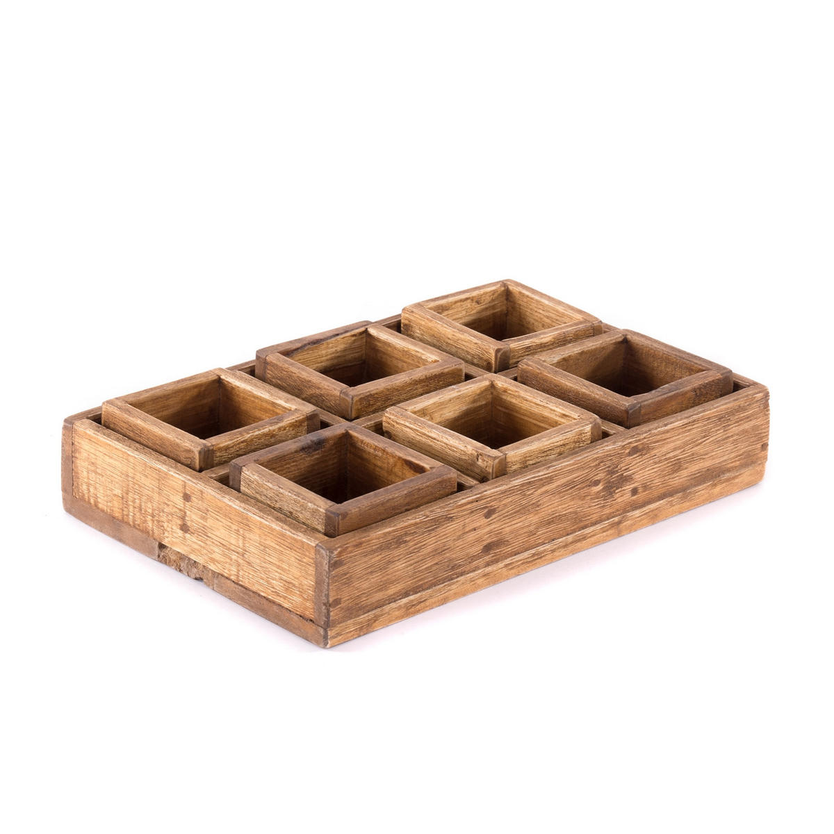 KISTEN-SET Cubo II 7-tlg. Massivholz - Naturfarben, Holz (24cm) - DESIGN DELIGHTS