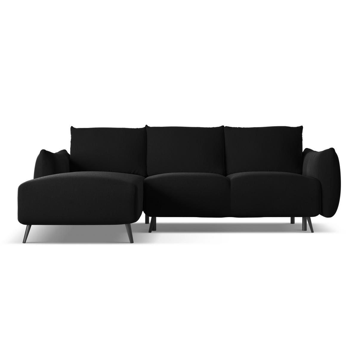 ECKSOFA mit Schlaffunktion Samt Stoff Schwarz - Schwarz, Textil/Metall (162/242cm) - LaMiaSofa
