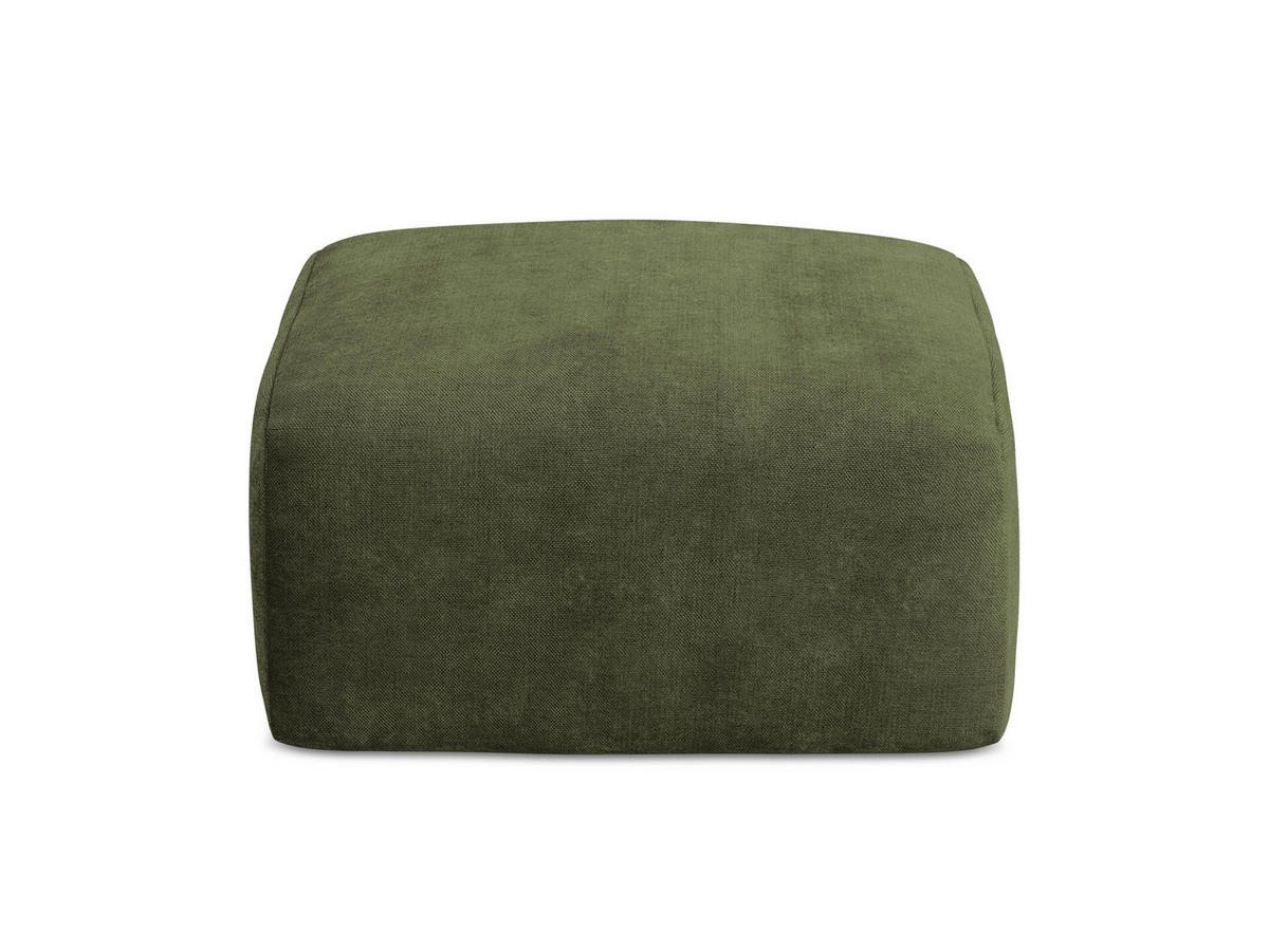 POUF Chenille Stoff Grün - Schwarz/Olivgrün, Holzwerkstoff/Kunststoff (65/40/65cm) - Makamii