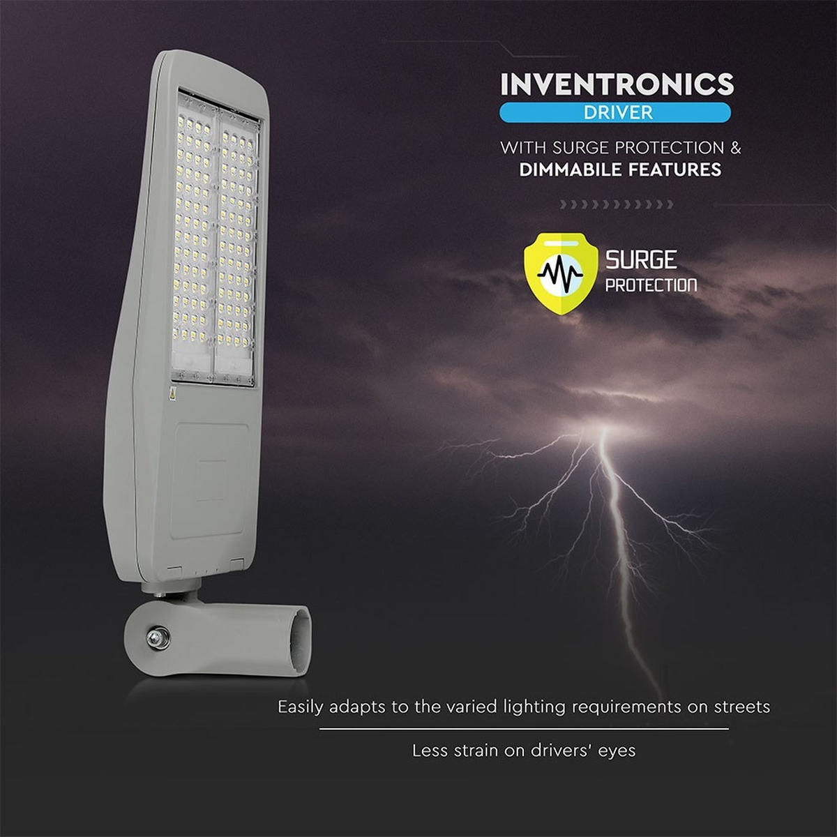 STRASSENLEUCHTE VT-202ST, LED, Aluminium, Grau, Dimmbar - Grau, Metall (8.5/30/74.8cm)