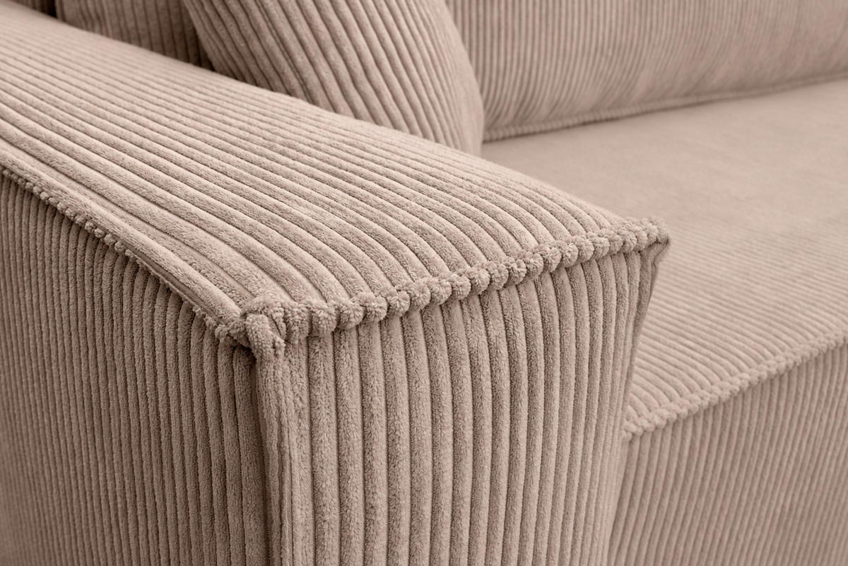 ECKSOFA Karl L mit Bettkaste und Schlaffunktion, Taupe - Taupe, Textil (244/145cm) - KS Home Concept