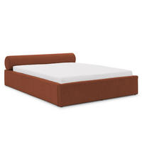 POLSTERBETT 180/200 cm Josy im Designer-Look mit Bettkasten und Lattenrost aus Terrakotta Chenille-Stoff - Terra cotta/Schwarz, Holz/Kunststoff (180/200cm) - S-Style Möbel