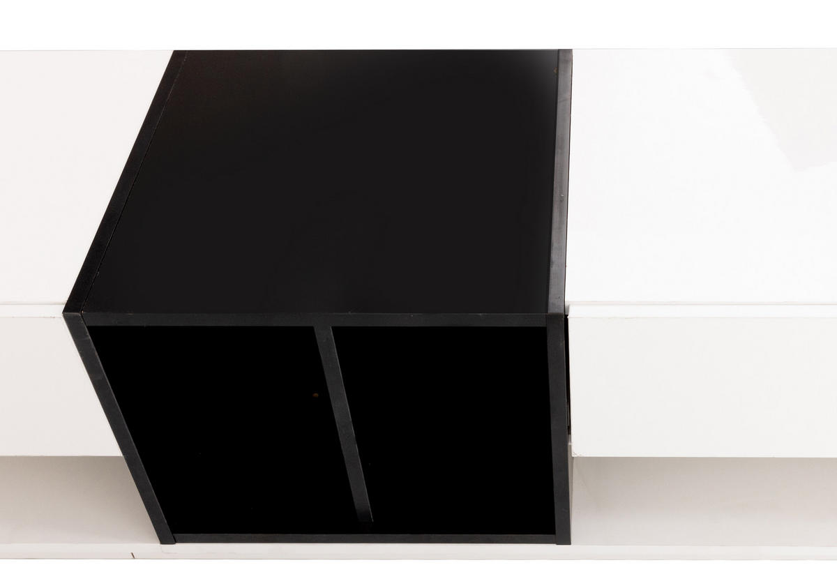 TV-BOARD Weiß und Schwarz 190/40/42 cm - Weiß, Holzwerkstoff (190/42/40cm) - PANGIVO