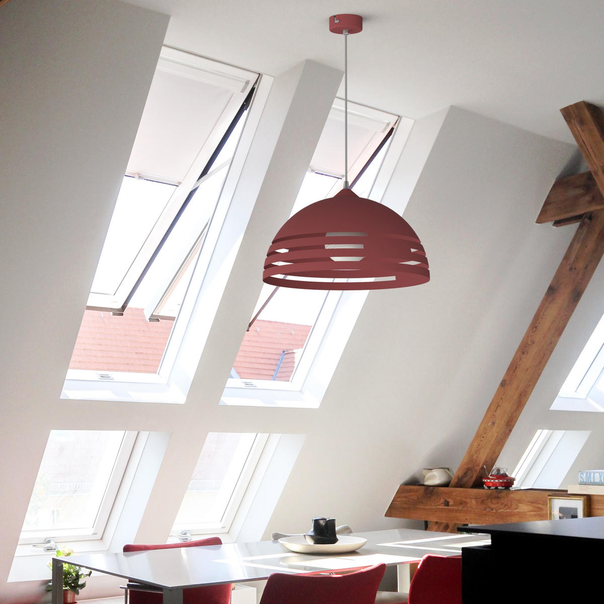 HÄNGELEUCHTE - Rot, Metall (40/40/20cm) - Lumicom