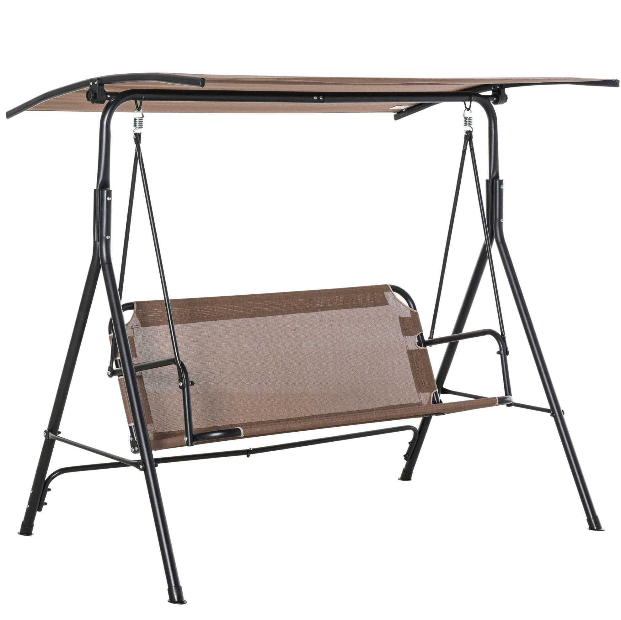 HOLLYWOODSCHAUKEL aus Metall 172x110x155 cm in Braun mit verstellbarem Baldachin - Braun, Metall (172/155/110cm) - Modfu