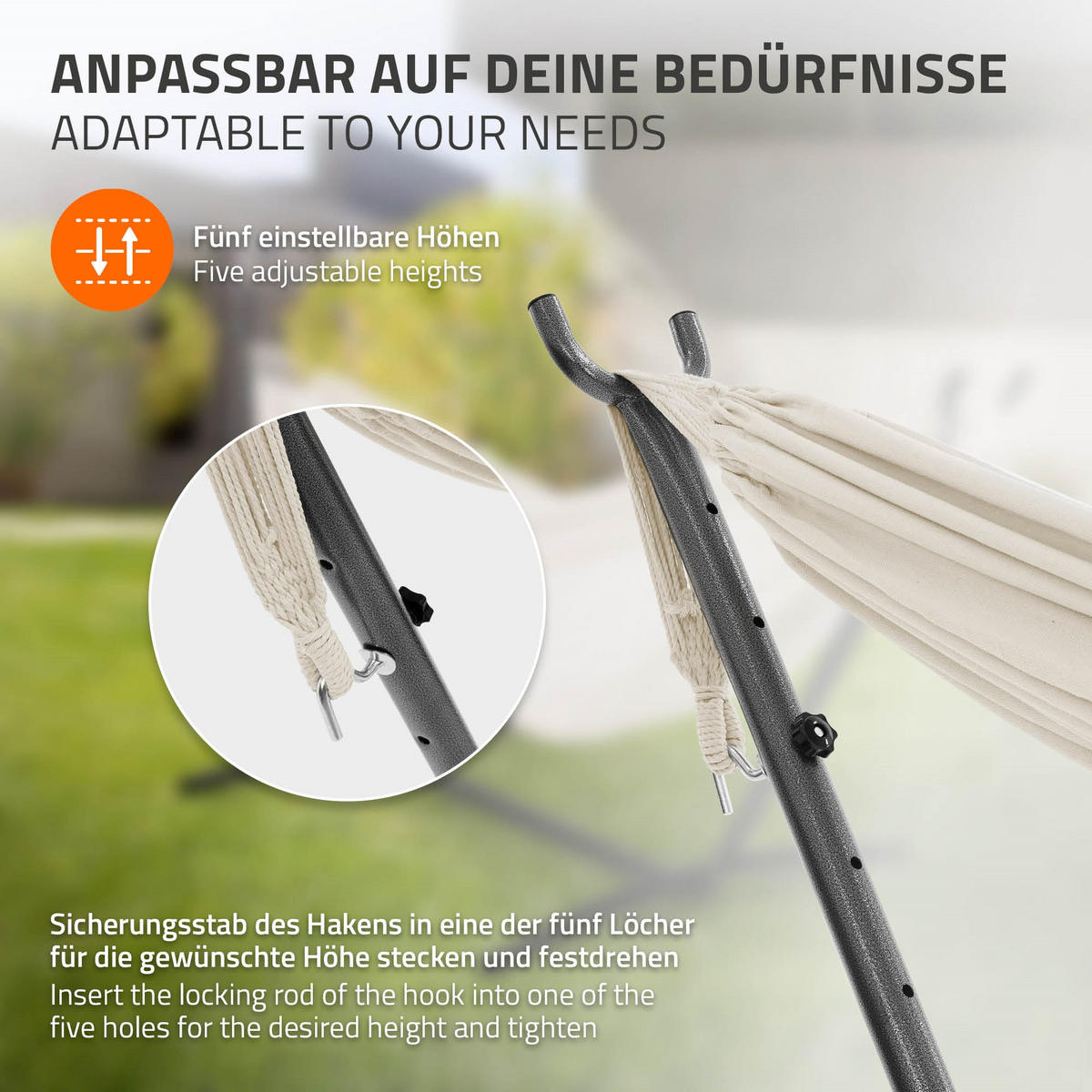 HÄNGEMATTE beige - Beige, Metall (99/98/255cm) - ML-DESIGN