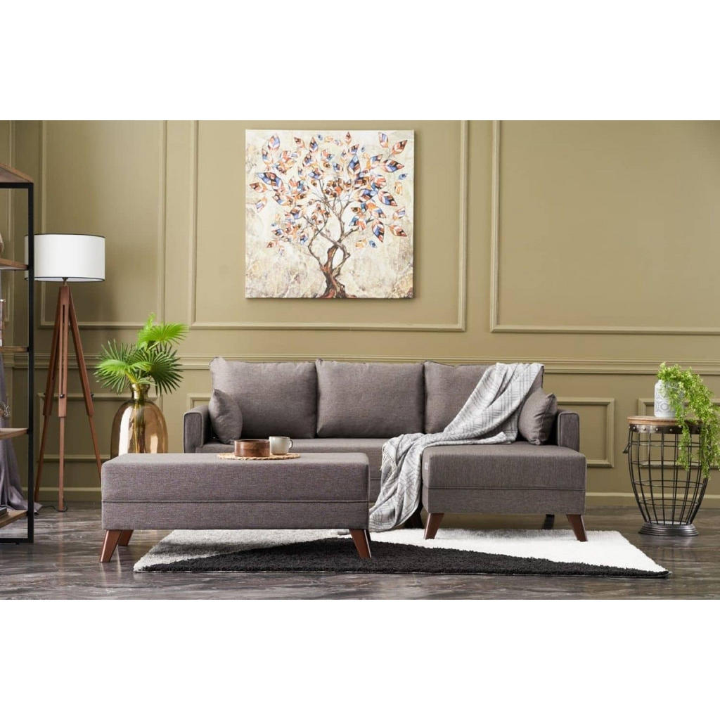 Thumbnail - myHomelando Ecksofa, Taupe, Textil, Echtholz, 4-Sitzer, Füllung: Komfortschaum,Komfortschaum,Schaumstoff, L-Form,L-Form,...