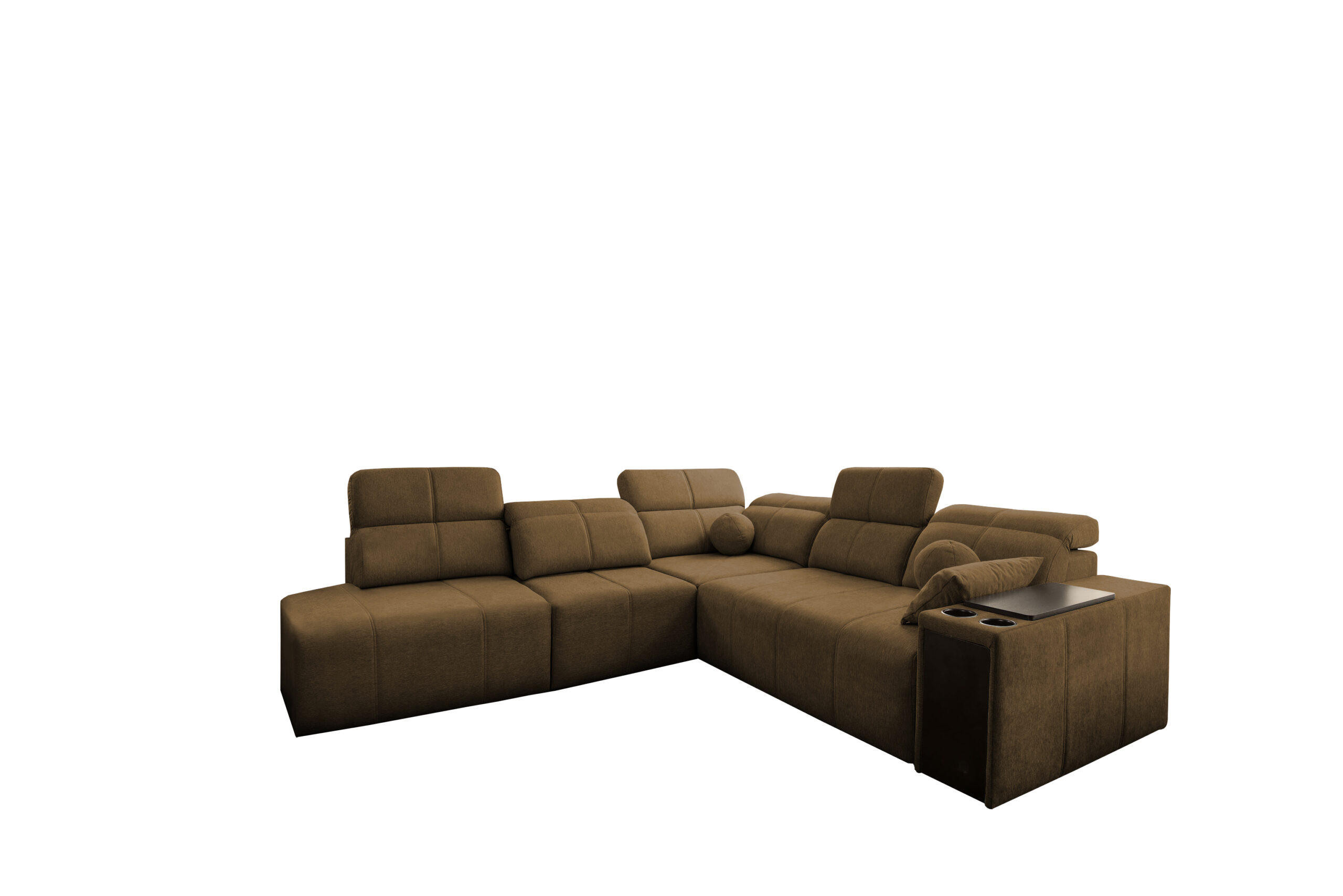 ECKSOFA Mindy IX Mit Schlaffunktion, Verstellbarer Rückenlehne Stoff Verita Braun Links - Braun, Holz (288/300cm) - Kaiser Möbel