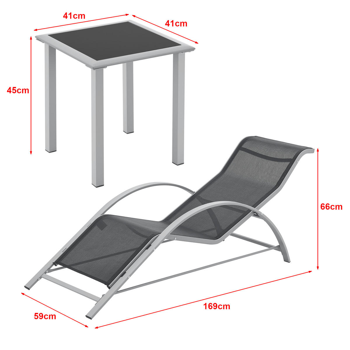 LOUNGE-SET 3 TLG. Binetto - Grau, Metall - [en.casa]