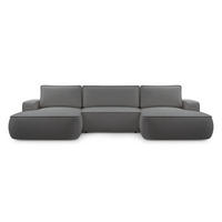 ROHOVÁ SEDAČKA SOLO, šedá, látka bouclé, s funkcí rozkladu na lůžko - šedá, dřevo (364/87/168cm) - MASSENO