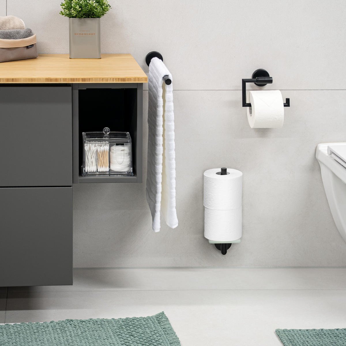 TOILETTENPAPIERHALTER PIAZZA BLACK, Glas und Edelstahl, schwarz - Schwarz, Metall (10/29/14cm) - bremermann