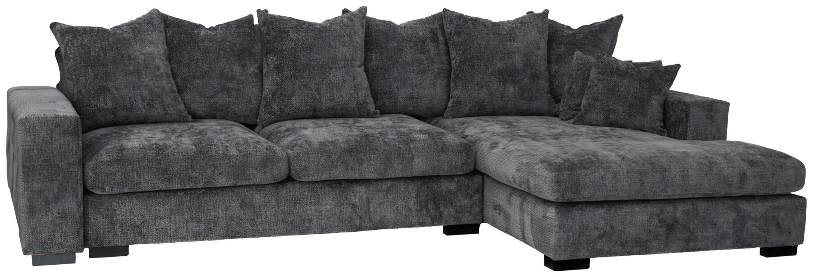 ECKSOFA Dahlia mit Schlaffunktion und Bettkasten in L-Form Rechts - Anthrazit Chenille 285/92/155 cm - Anthrazit/Schwarz, Kunststoff/Textil (155/285cm) - WFL GROUP
