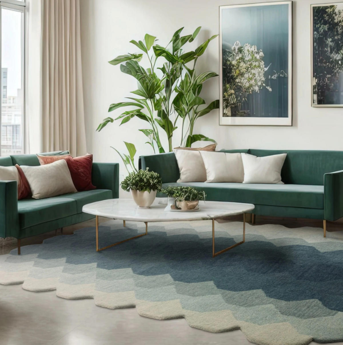 TEPPICH modern handgetuftet KERNEL Blau 66 x 200 cm - Blau, Naturmaterialien (66/200cm) - Novatrend