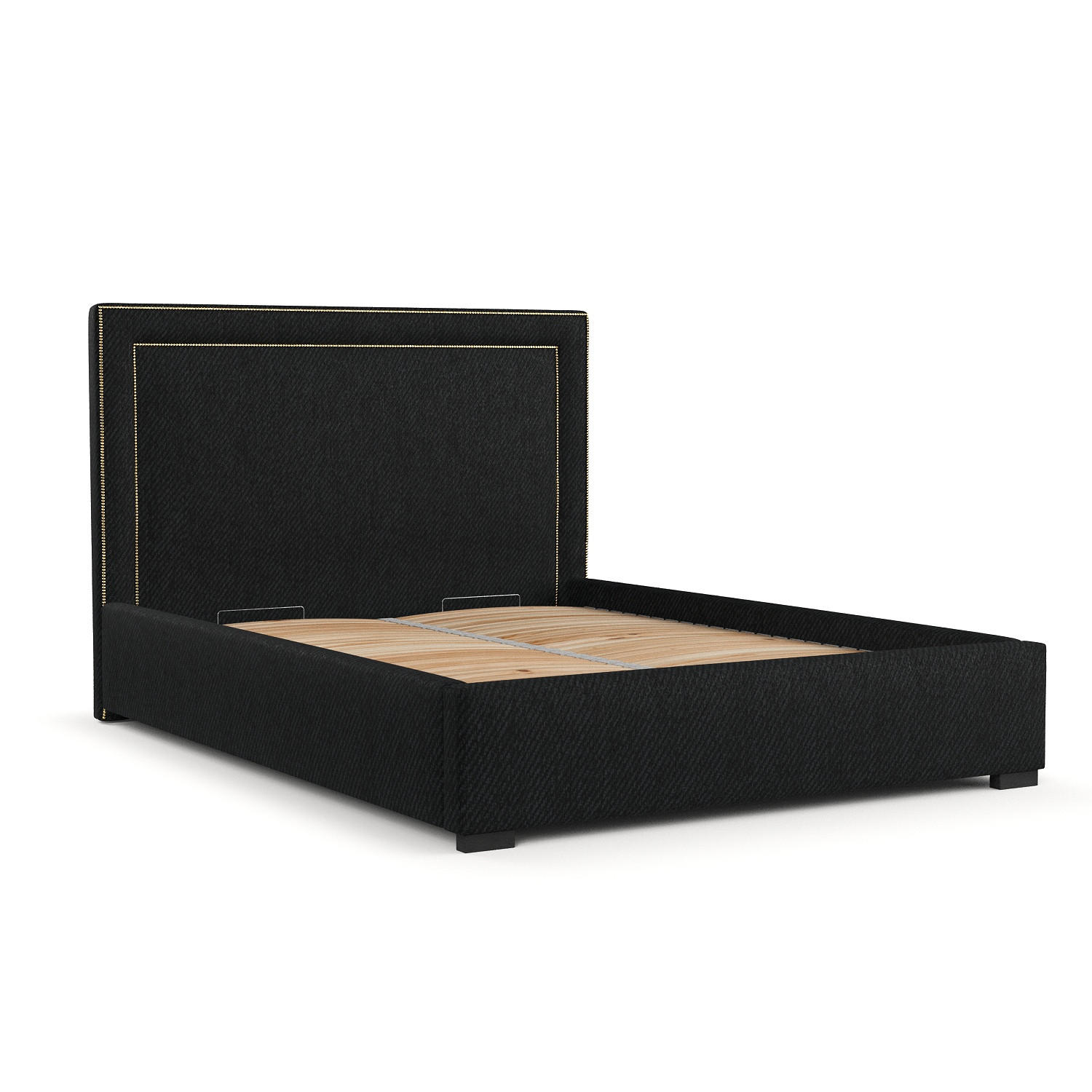 POLSTERBETT Como Schwarz 120/200 cm im Webstoff - Schwarz/Naturfarben, Holz/Holzwerkstoff (120/200cm) - Maison de Reve