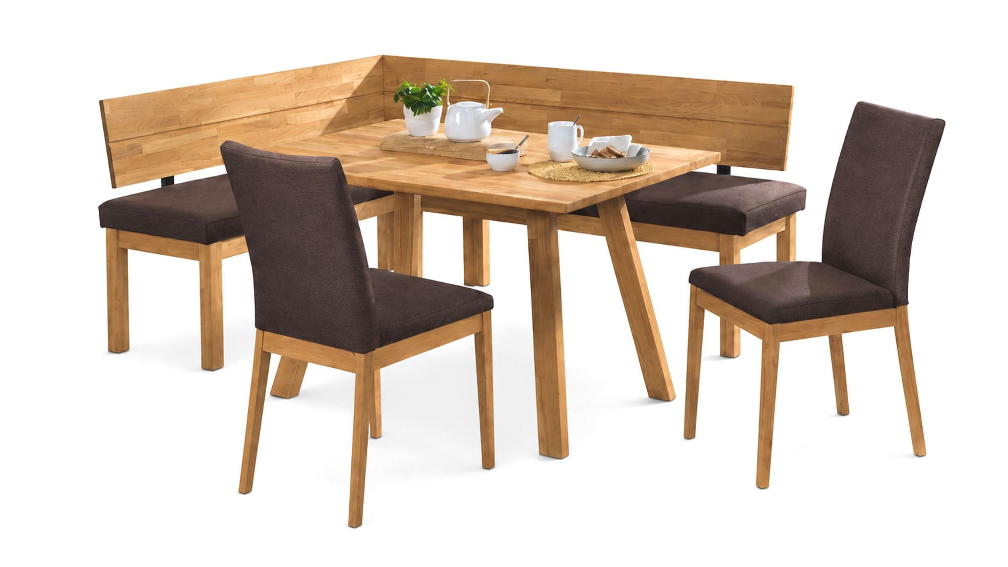 ECKBANKGRUPPE Modern Danny 1 für 7 Personen Massivholz Wildeiche/Braun - Wildeiche/Braun, Holz (155/85/194cm) - 58aufmkessel