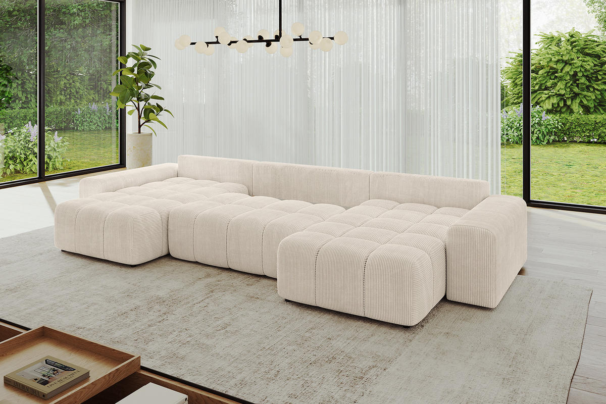 ECKSOFA Ottomane links/rechts ENIL-L 290x175x84 Beige Cord - Beige, Holzwerkstoff/Kunststoff (290/175cm) - ALTDECOR