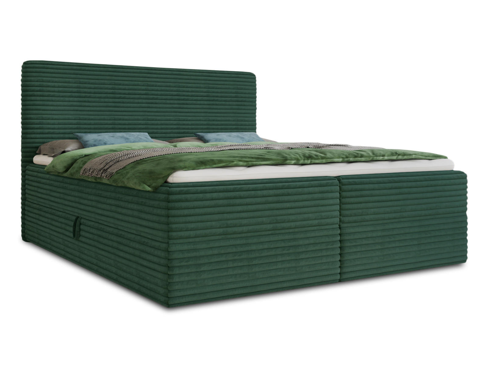 BOXBETT Mollo - 160x200 - grün (Tilia 39, Cord) - Schwarz/Grün, Holz/Holzwerkstoff (160/200cm) - Sofnet
