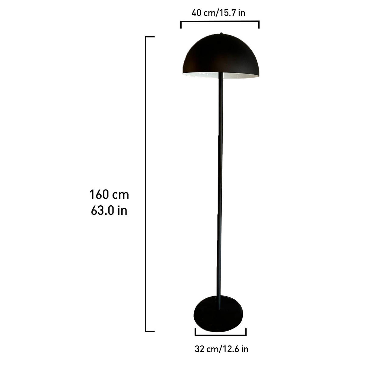 STEHLEUCHTE Gelora 170 Cm - Schwarz, Metall (37/37/170cm) - Bamyum