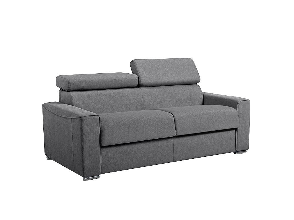 SCHLAFSOFA 3-Sitzer - Liegefläche mit Lattenrost: 140 cm - Matratze: 22 cm mit Memory Schaum - Stoff - Grau - VIZIR - Grau, Textil (196/110/223cm) - Vente-Unique