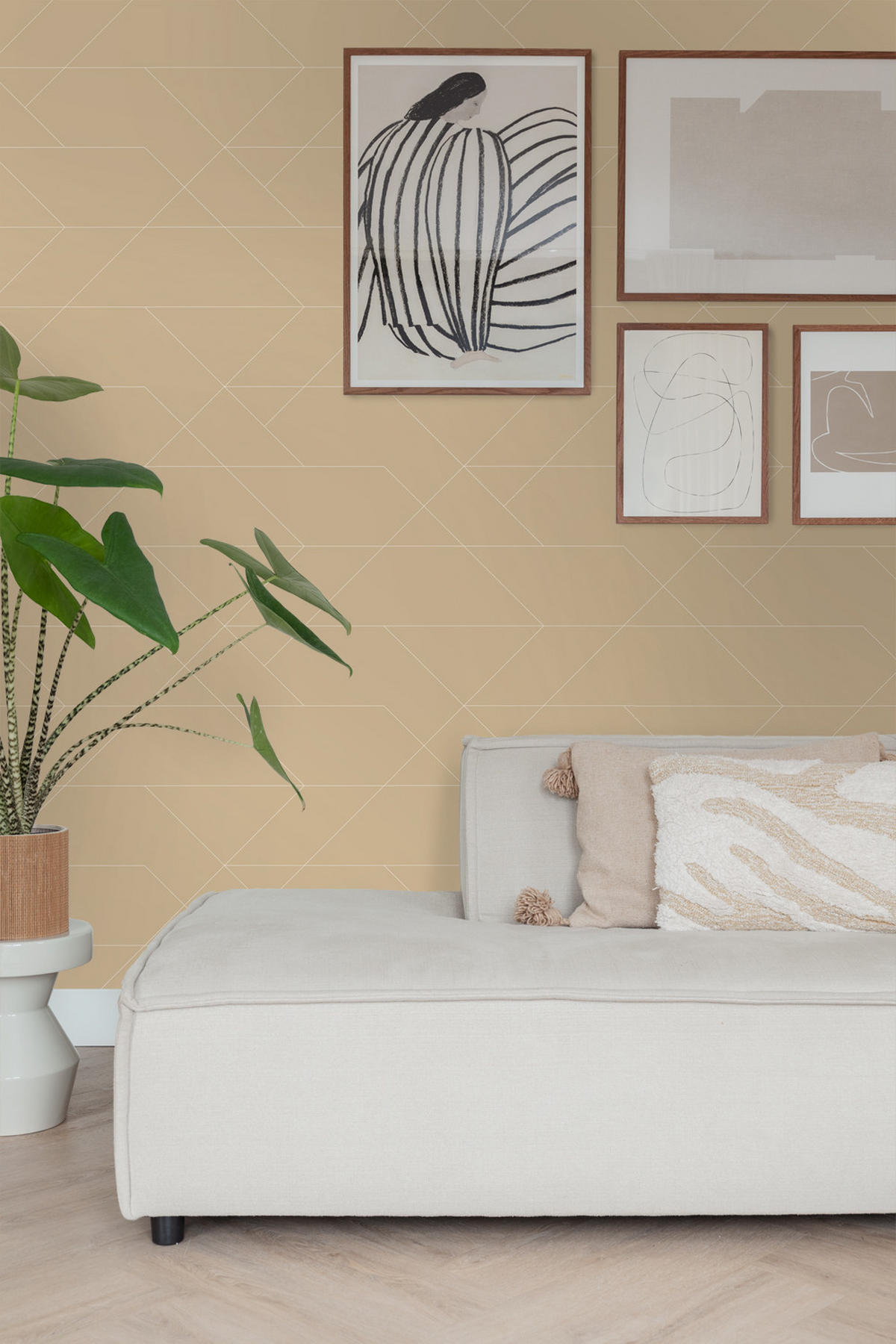 TAPETE grafische Linien 50 x 900 cm - Beige, Papier (50/900cm) - ESTAhome