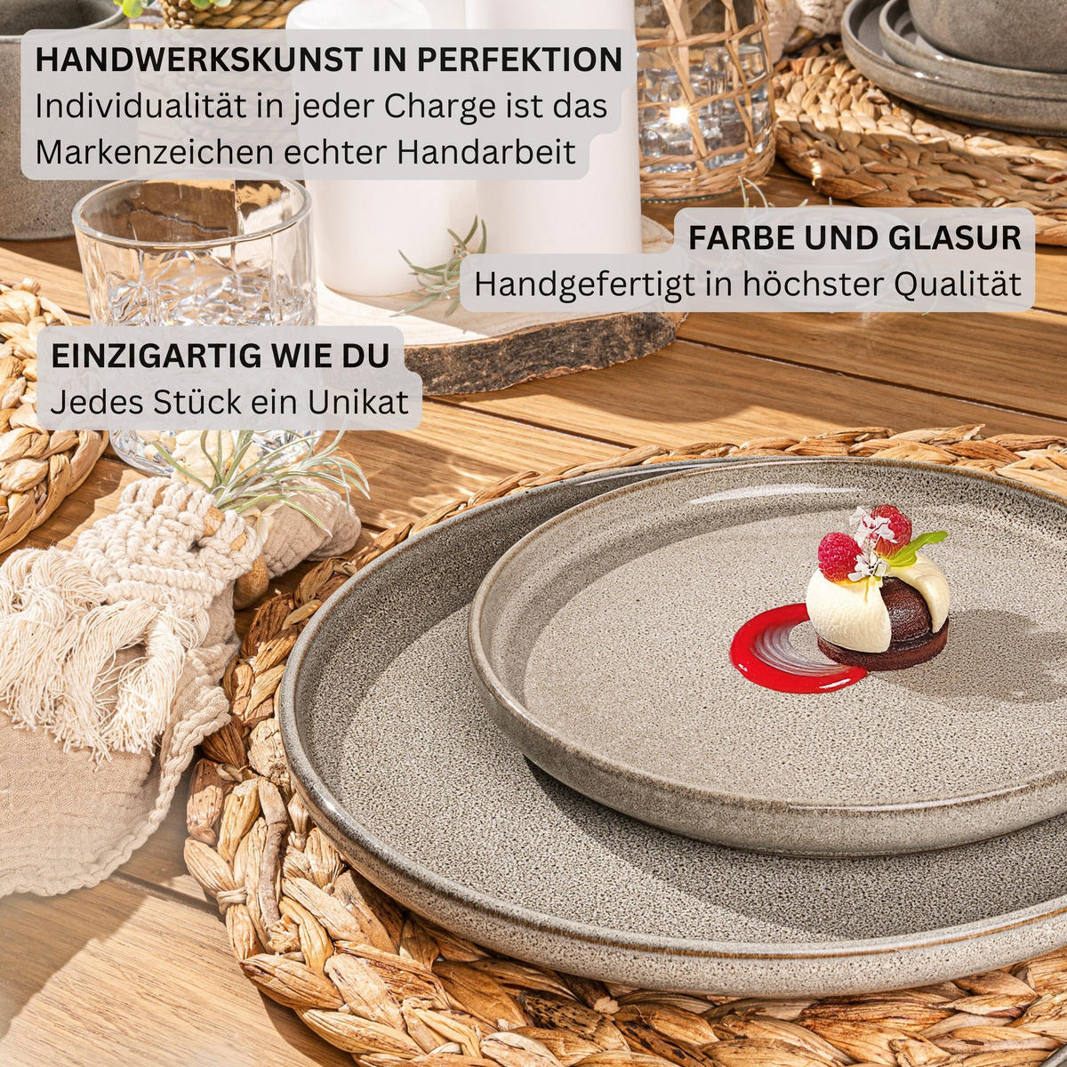 TAFELSERVICE KAIRO CLAY - 12 teilig aus Steingut - Grau, Keramik (40/40/40cm) - Sänger