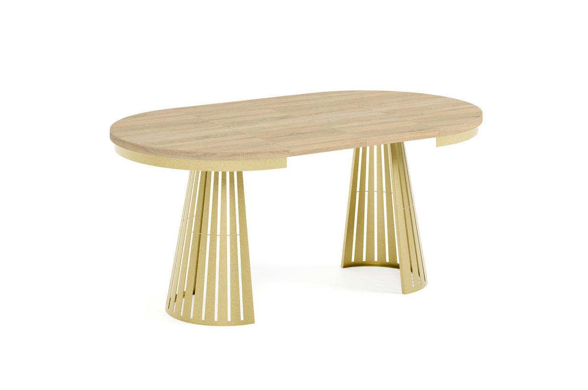 ESSTISCH Cone Bis - Goldfarben/Sonoma Eiche, Holzwerkstoff/Metall (100/100/76cm) - Meblini