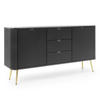 SIDEBOARD Salvia 2T 3S Schwarz, Gold 168/87/39 cm – mit geriffelten Fronten und hohen Beinen - Goldfarben/Schwarz, Holzwerkstoff/Metall (168/87/39cm) - AX Living