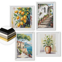 WANDBILDER 4er-Set - 50x50 cm & 40x60 cm Weißer Rahmen - Zitronenblüten am Meer - Weiß, Kunststoff (50/50cm) - ArtPrintCave
