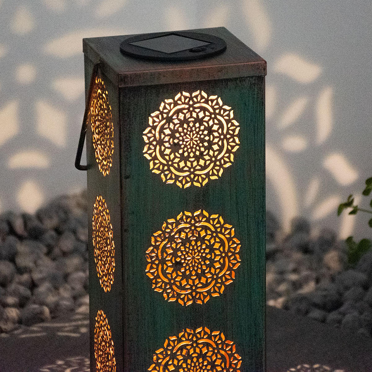 LED AUSSENLEUCHTE Solarleuchte Grün Rost - Grün, Metall (10.2/10.2/26cm) - Globo Lighting